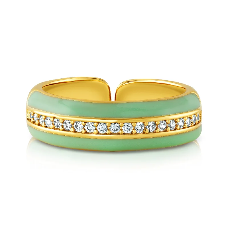 women’s vibrant bracelet-ENAMEL 1 ROW CZ RING, SEAFOAM