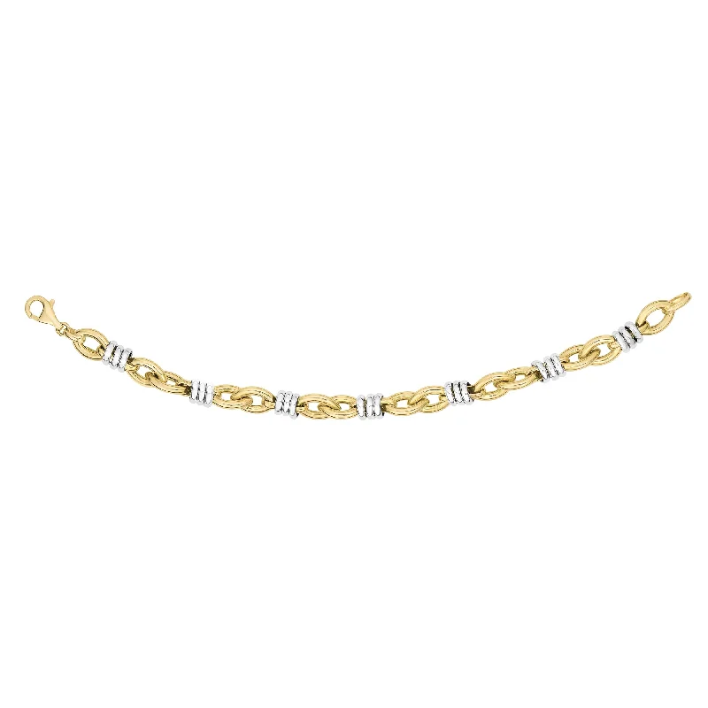 women’s luxury gemstone bracelet-14K Gold Triple Bar Station Heritage Link