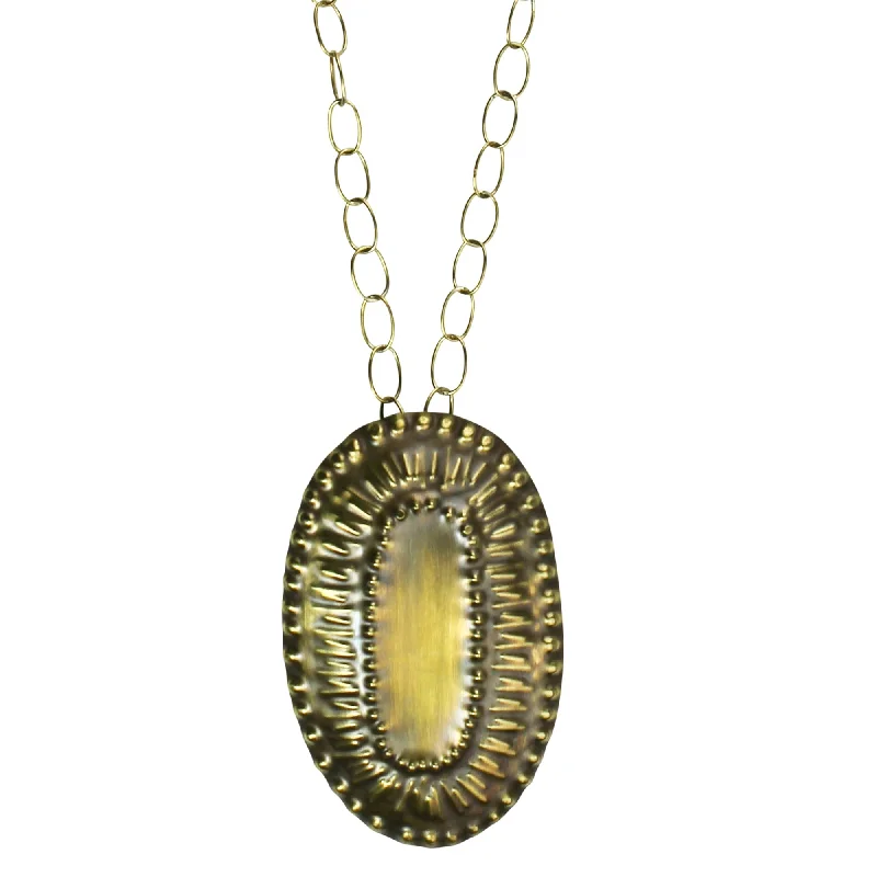 women’s layered necklace-Obara Necklace, Brass, Oval