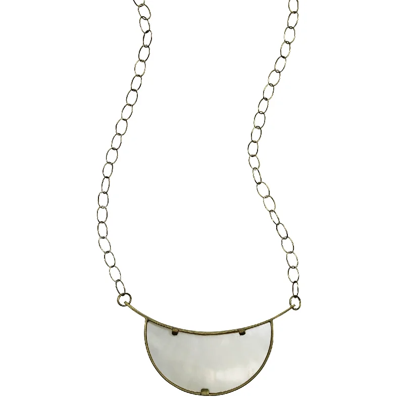 women’s diamond-studded necklace-Layla Necklace, Mother of Pearl