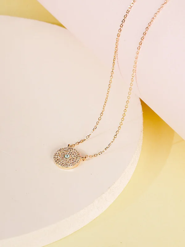 women’s classic chain necklace-Disc Evil Eye Necklace