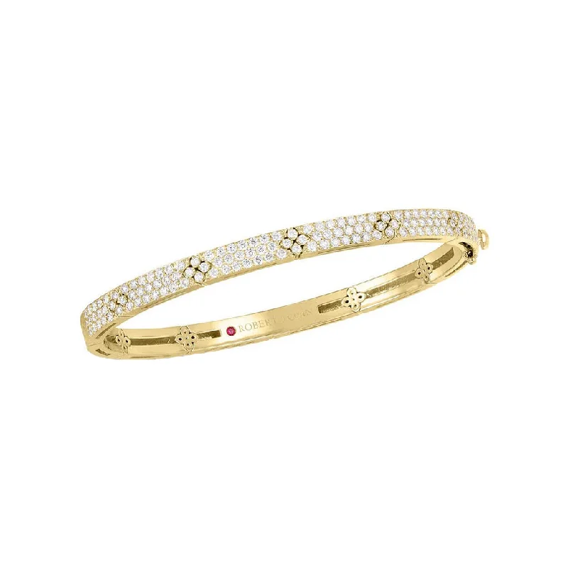 women’s simple gold bracelet-Love In Verona Pave Round Diamond Bangle