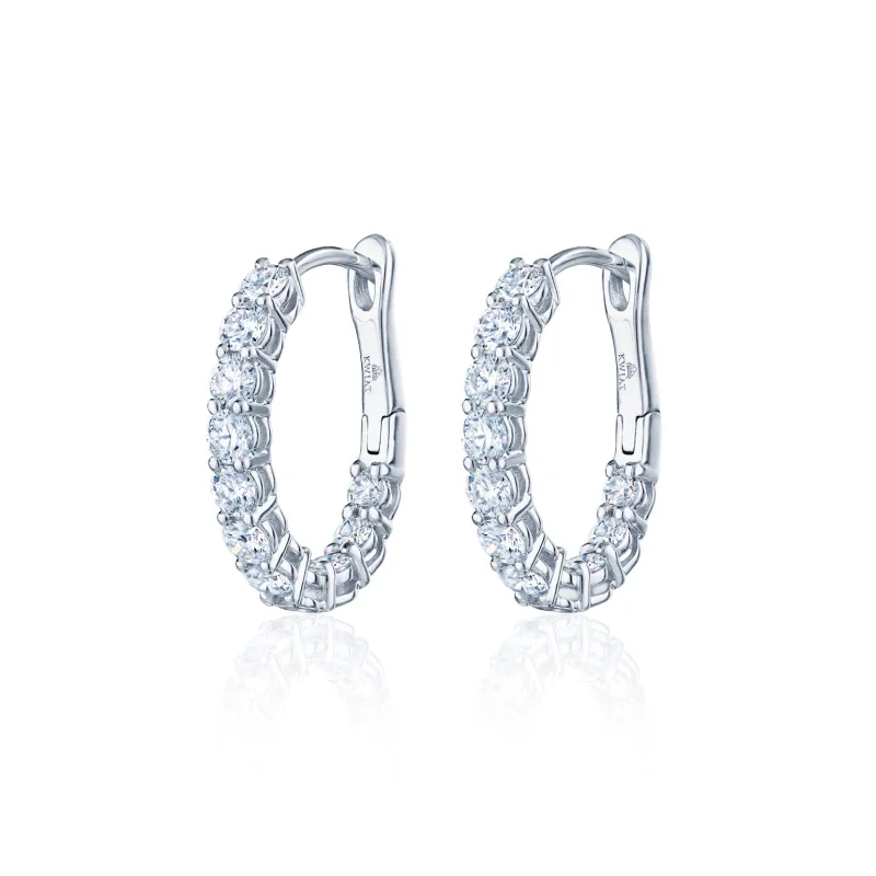 women’s moonstone earrings-Petite Hoop Earrings with Diamonds