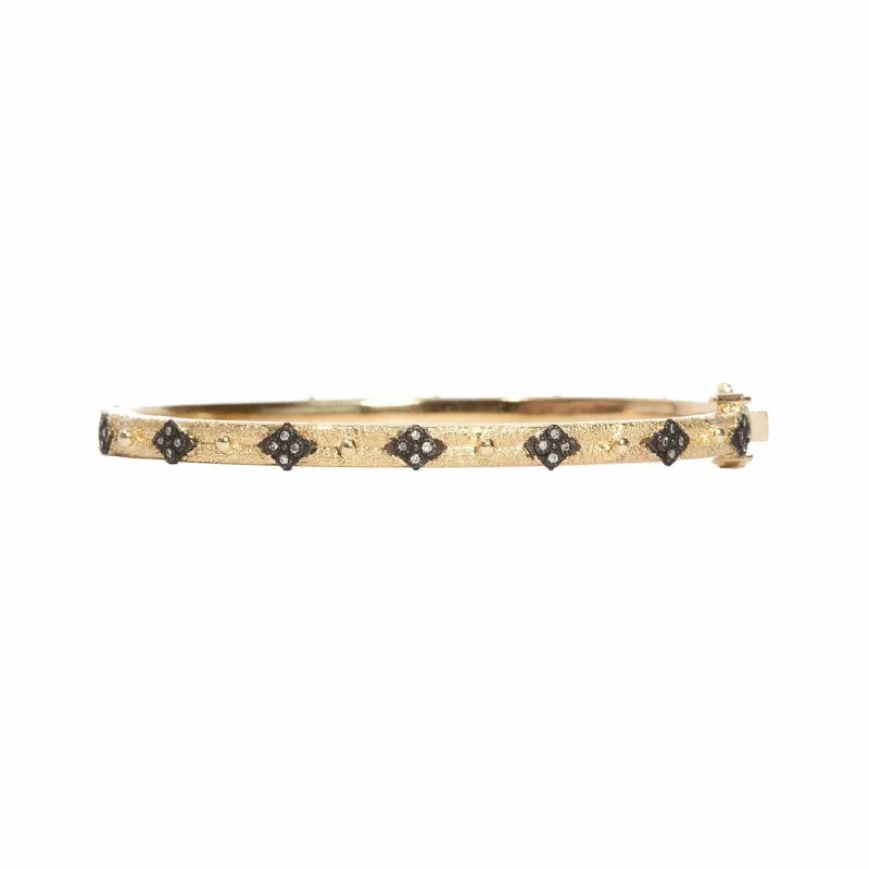 women’s solid gold bracelet-Old World Crivelli Stackable Bangle with Diamonds