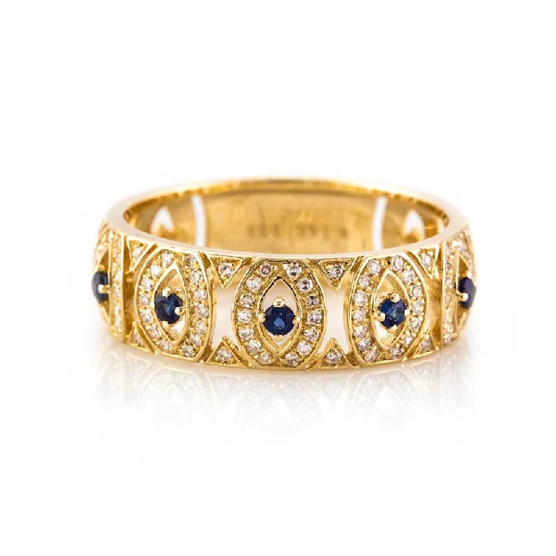 women’s classic solitaire ring-Ornate Evil Eye Ring