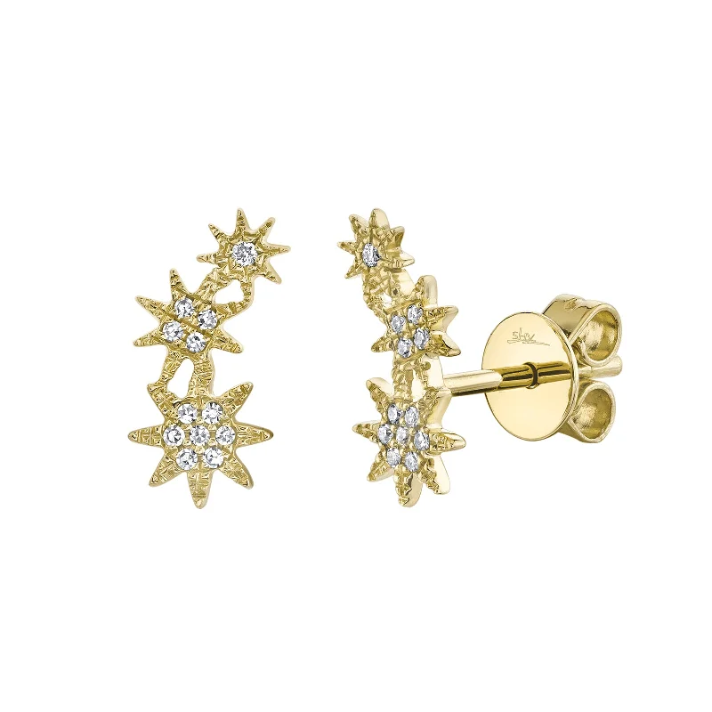 women’s emerald earrings-Diamond Star Cluster Earrings