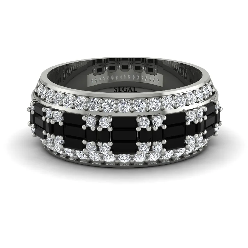 women’s princess cut diamond engagement rings-Baguette Black Diamond Eternity Wedding Band - Billy No. 9