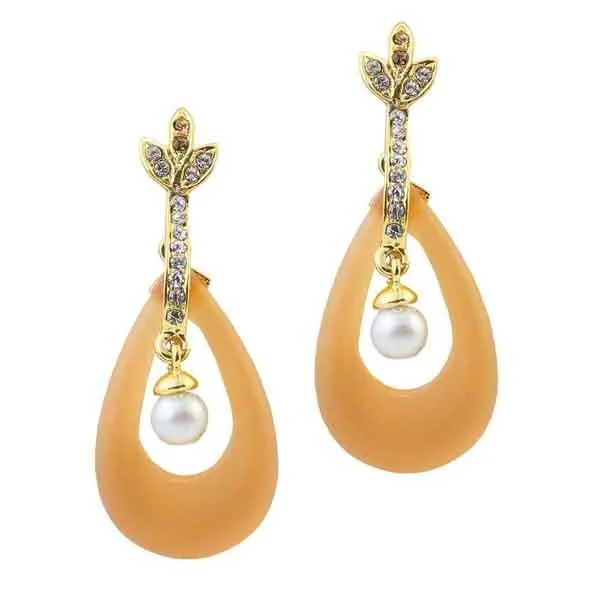 women’s trendy hoop earrings-Kriaa Gold Plated Stone Dangler Earrings