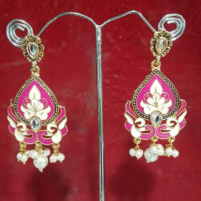 women’s diamond hoop earrings-Shreeji Gold Plated Meenakari Earrings