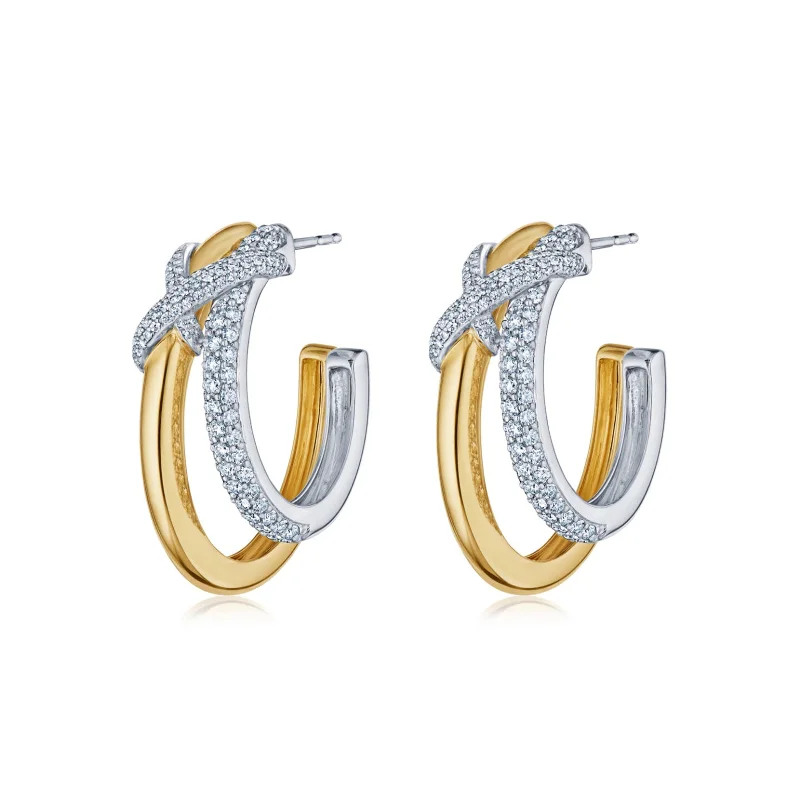 women’s drop diamond earrings-XO Hoop Earrings with Diamonds