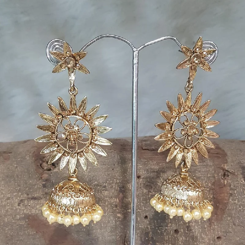 women’s custom-made earrings-Shreeji Gold Plated Jhumki Earrings