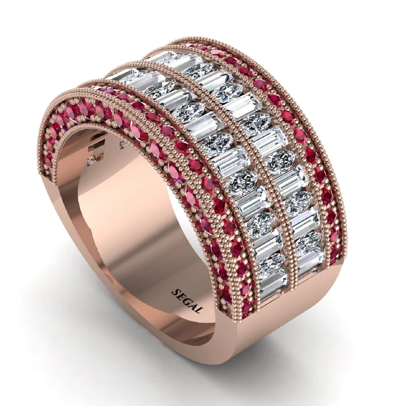 women’s rose gold wedding rings-Diamond Multi-Row Halo Wedding Band - Blake No. 47