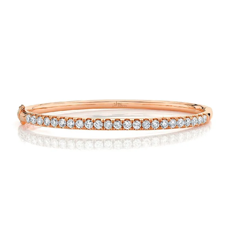 women’s pearl and gold bracelet-14K Rose Gold Diamond Bangle