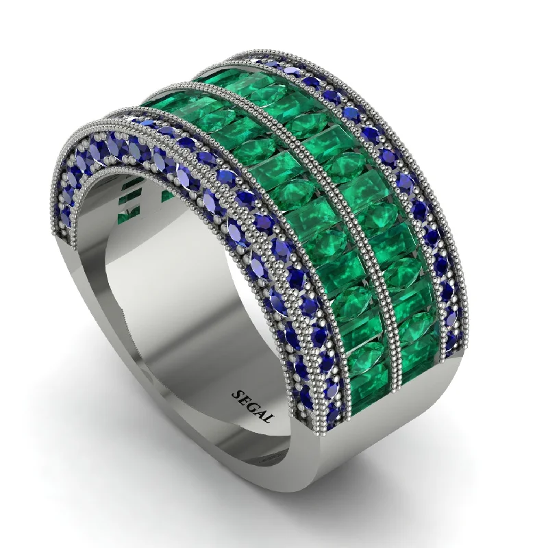 women’s moissanite engagement rings-Emerald Multi-Row Halo Wedding Band - Blake No. 66