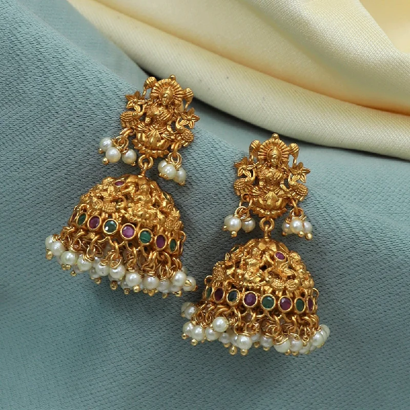 women’s silver earrings-Diksha Collection Gold Plated Jhumki Earrings