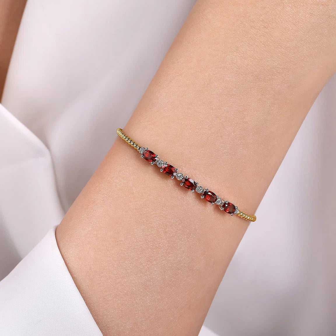 women’s bangle bracelet-Garnet Crimson Pave Bangle