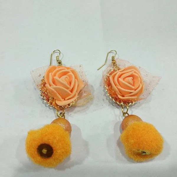 women’s pearl stud earrings-Urthn Yellow Floral Design Dangler Earrings - 1313433A