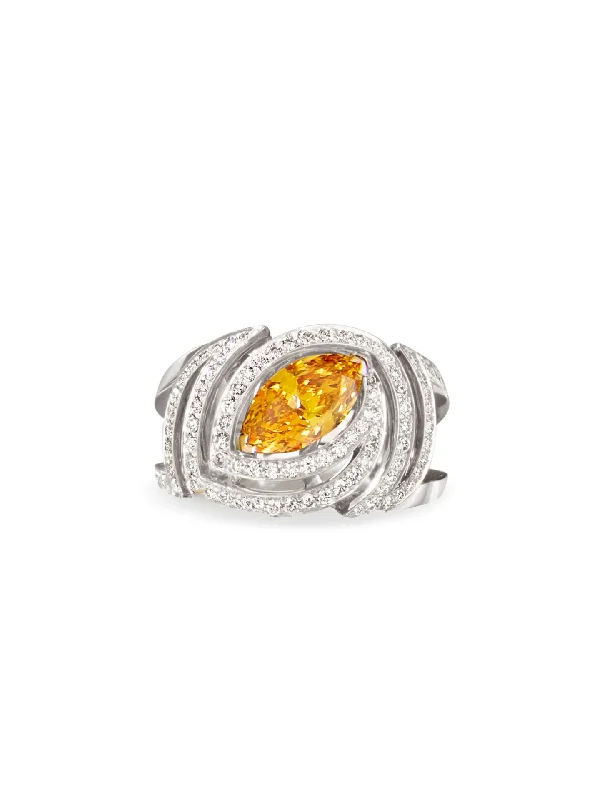 women’s fancy engagement ring-Yellow Marquise Impressions Ring