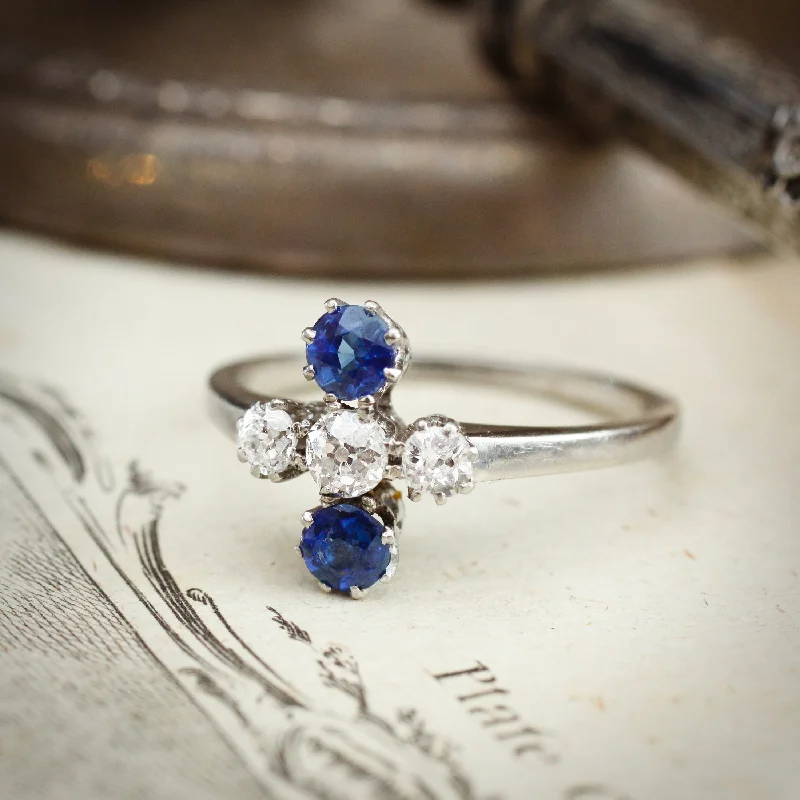 women’s decorative ring-Uniquely Created Beautiful Antique Sapphire and Diamond Dress Ring