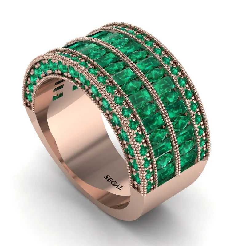 women’s custom designed engagement rings-Emerald Multi-Row Halo Wedding Band - Blake No. 20