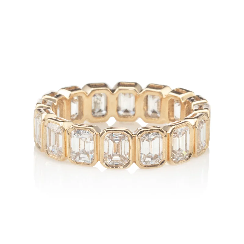 women’s eternity diamond ring-Noémie Bezel Emerald Cut Full Eternity Band