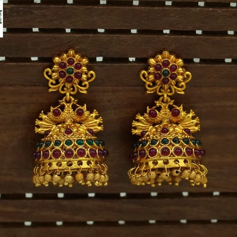 women’s ruby earrings-Diksha Collection Gold Plated Jhumki Earrings