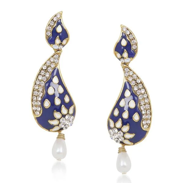 women’s sapphire earrings-Kriaa Stone Meenakari Gold Plated Dangler Earrings