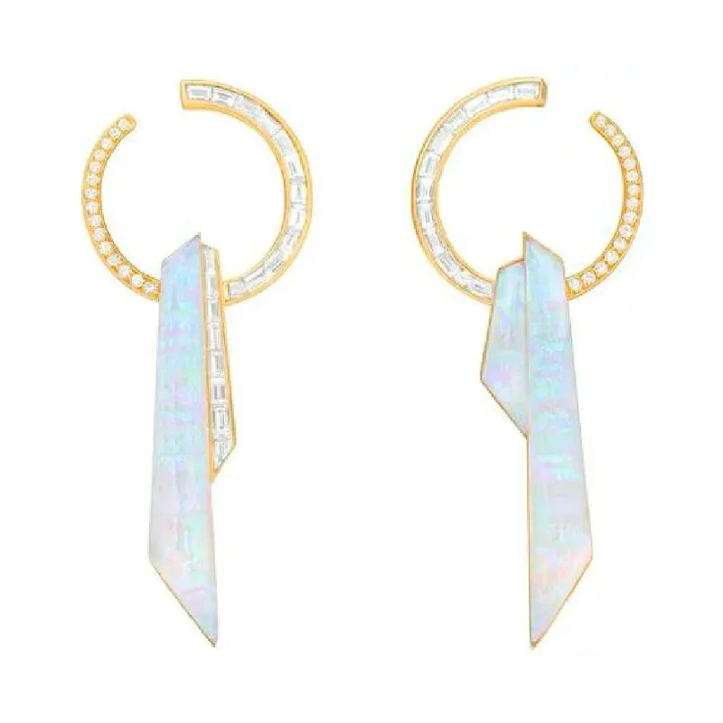 women’s vintage gold earrings-Crystal Haze Shard Hoop Earrings