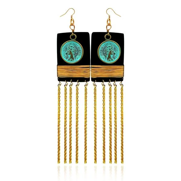 women’s multi-stone earrings-Urthn Zinc Alloy Gold Plated Hanging Earrings - 1313203A