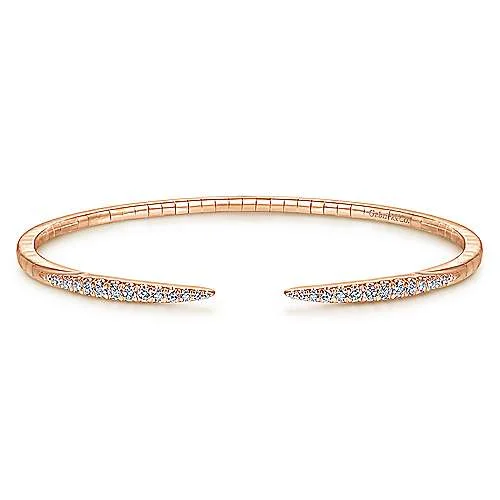 women’s twisted bracelet-14K Rose Gold Split Diamond Spike Bangle