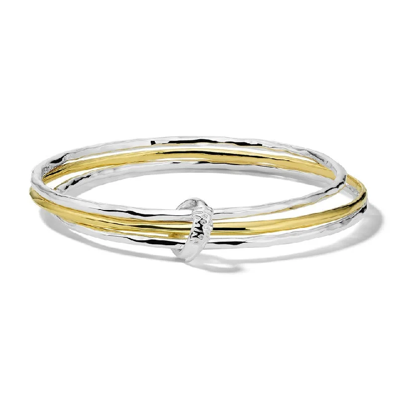 women’s heart-shaped bracelet-Chimera Classico Mixed Texture Bangle Set