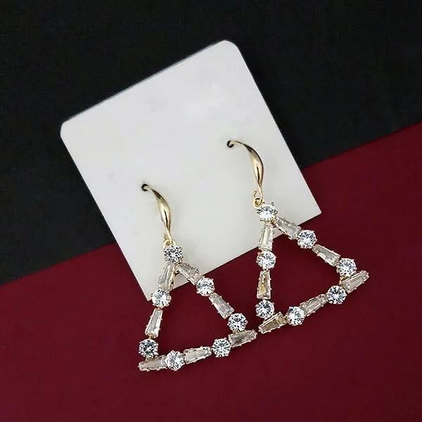 women’s custom earrings-Urthn AD Stone Gold Plated Dangler Earrings  - 1315845A