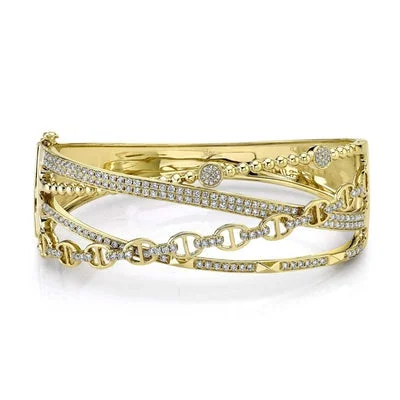 women’s tennis bracelet-14K Yellow Diamond Multi Row Bangle