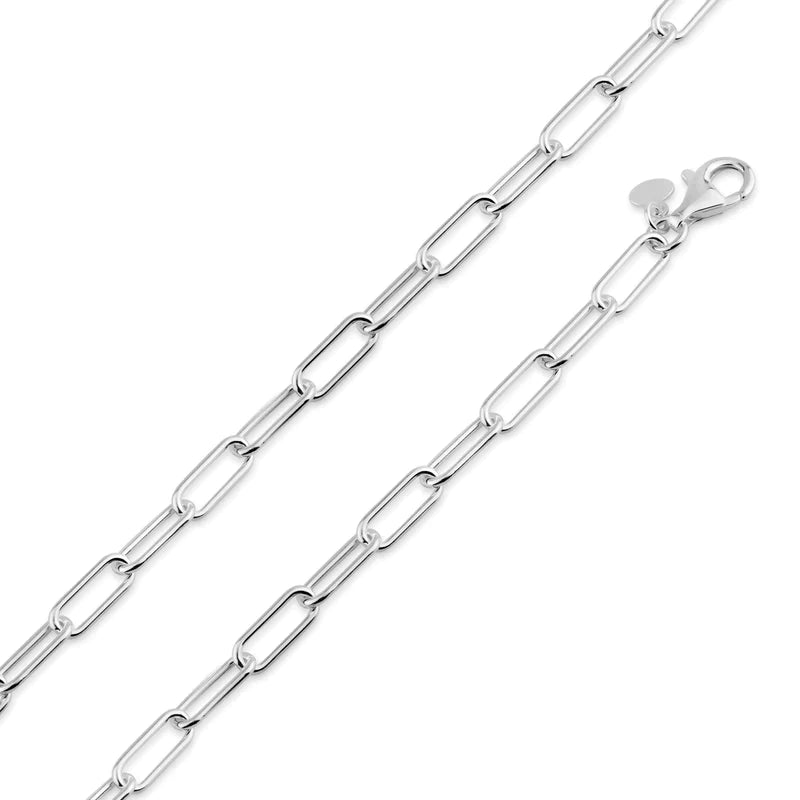 women’s rose gold bracelet-Silver 925 Diamond Cut Paperclip Link Chain 6mm