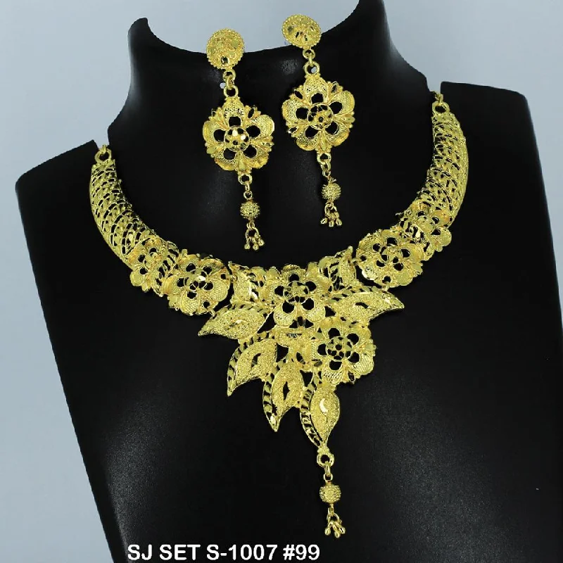 women’s luxury pearl necklace-Mahavir Forming Gold Necklace Set   - 36- SJ- S-1007