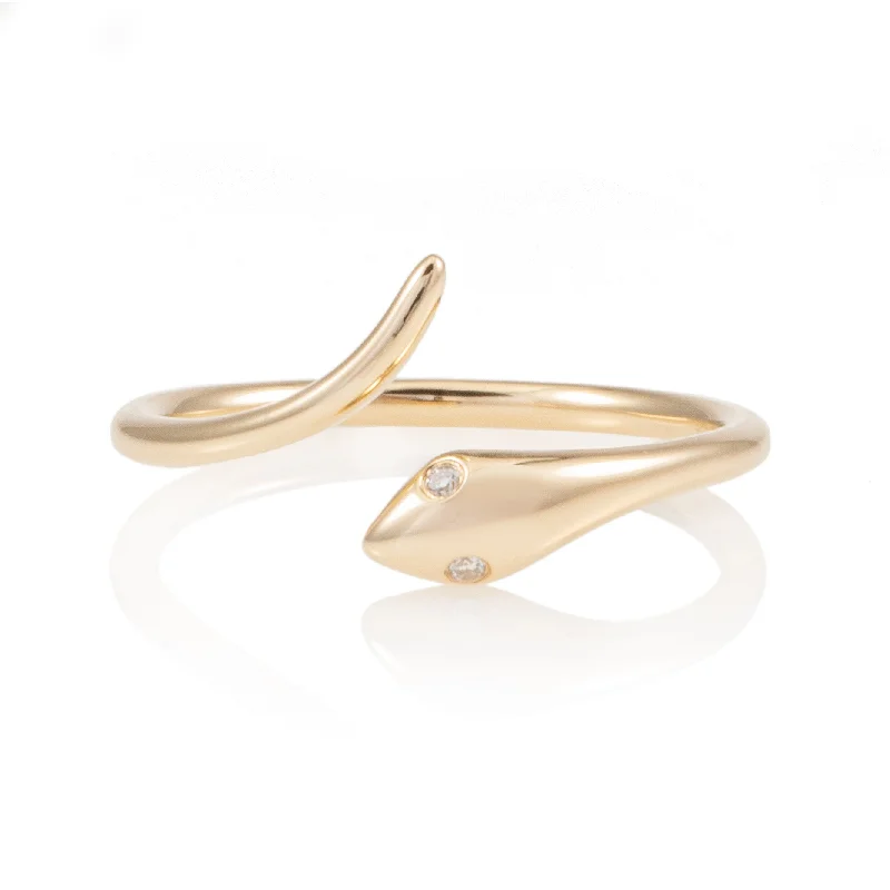 women’s solitaire ring-Solid Gold Snake Ring