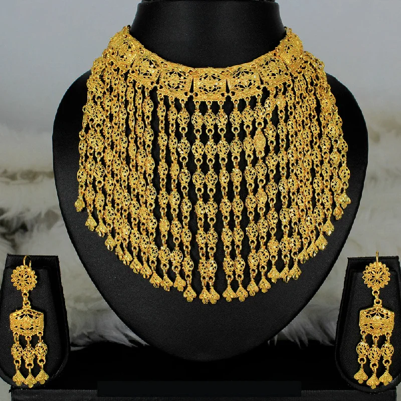 women’s simple chain necklace-Mahavir Forming Gold Necklace Set  - MARTASHA Set 5116