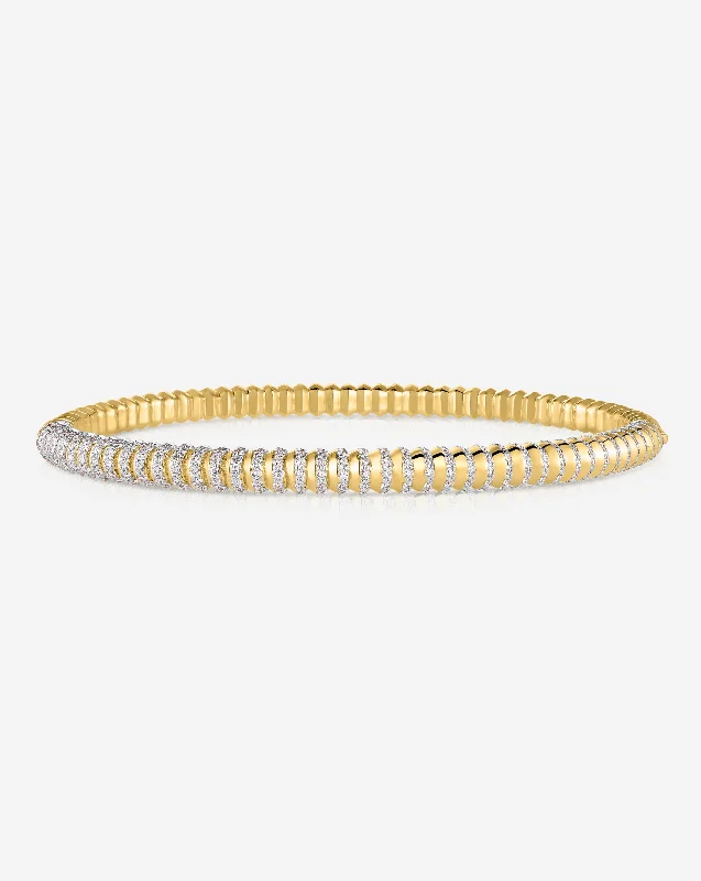 women’s vintage bracelet-Pavé Diamond Gold Cloud Coil Bangle