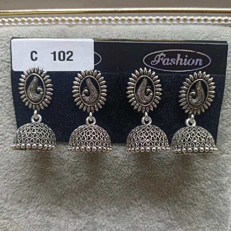 women’s long earrings-Tahura Oxidized Plated Pack Of 24  Jhumki Earrings - TAHEAR99