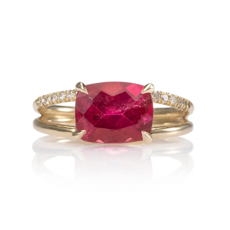 women’s emerald ring-Delia Pink Tourmaline Split Shank Ring