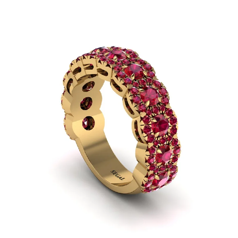 women’s matching engagement rings-Ruby Blossoming Love Halo Wedding Band - Annalise No. 55