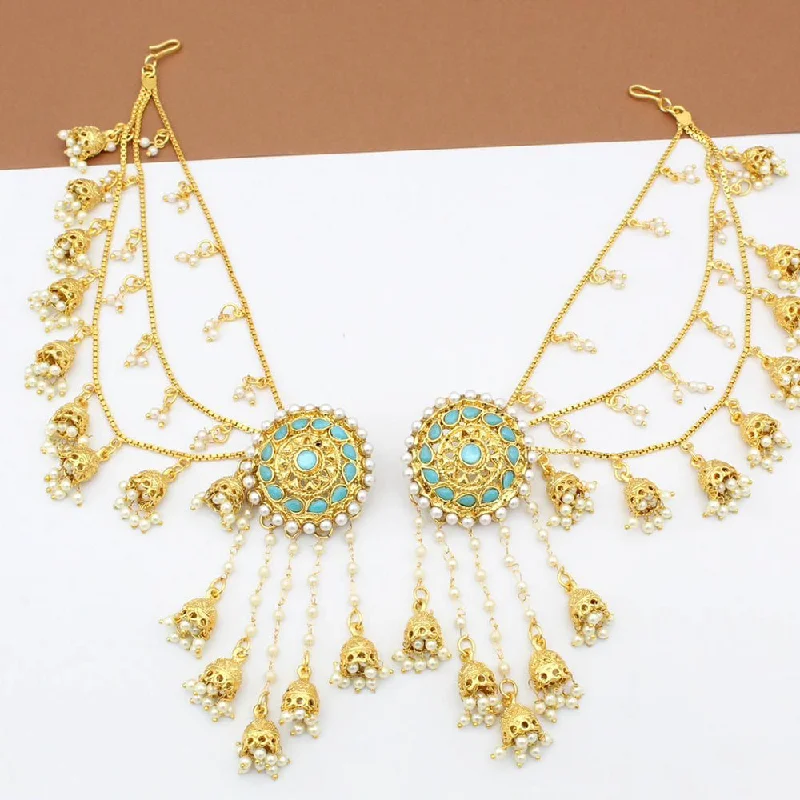 women’s wedding earrings-Manisha Jewellery Gold Plated Pearl And Kundan Kanchain Jhumki Earrings