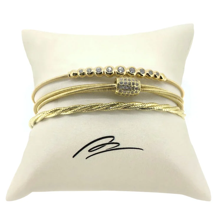 women’s tennis bangle-Gold Stack