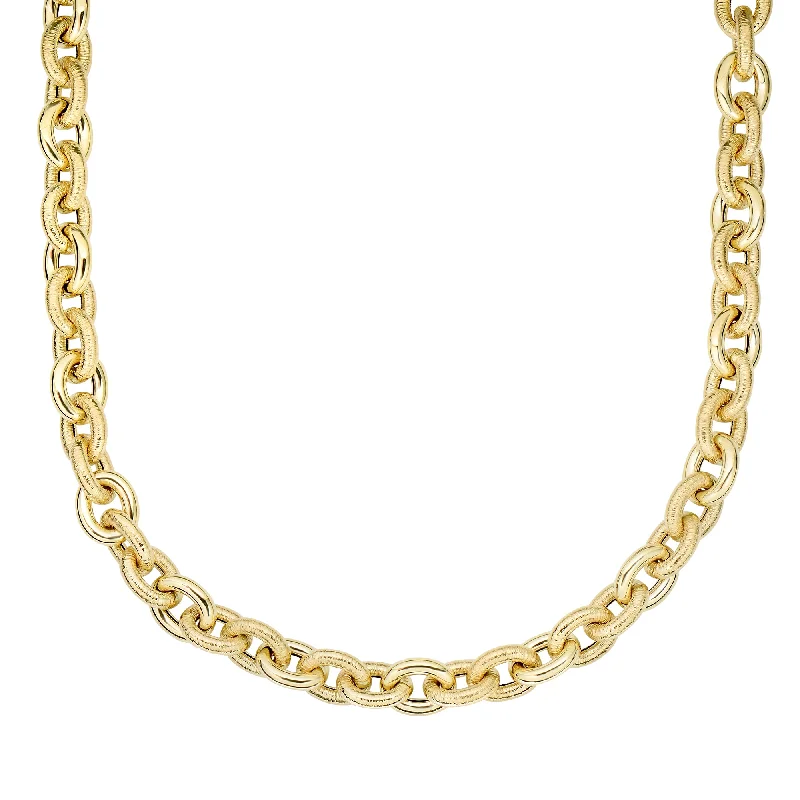 women’s oval-shaped bracelet-14K Gold Alternating Oval & Textured Heritage Link