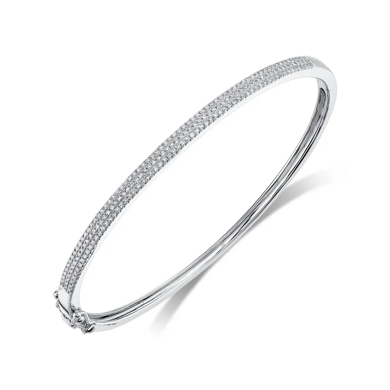 women’s personalized bracelet-Diamond Hinged Bangle