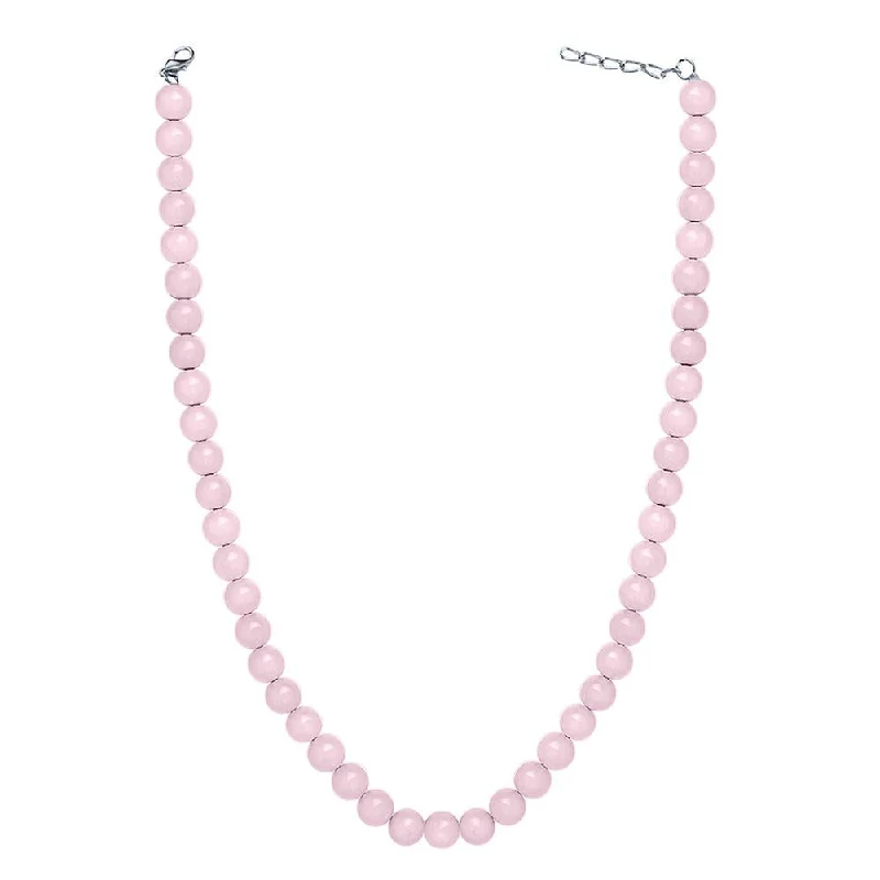 women’s ethnic necklace-Mahi Rhodium Plated Pearl Pastel Rose Necklace with Swarovski Elements For Women