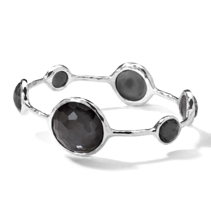 women’s sterling silver bracelet-Wonderland Lollipop in Hematite Bangle