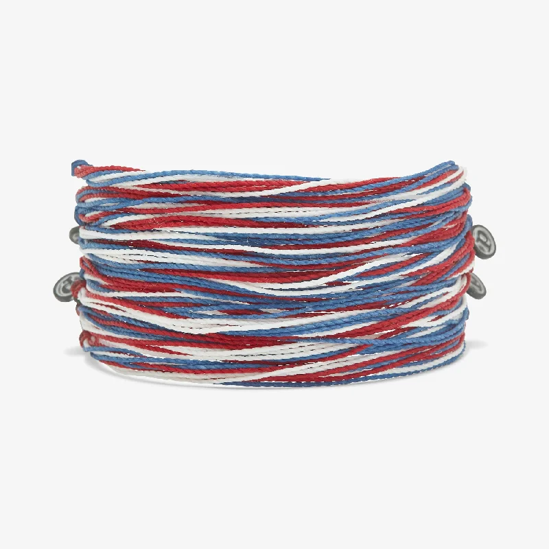 women’s multi-color bangle-Red, White, Blue Friendship 10 Pack