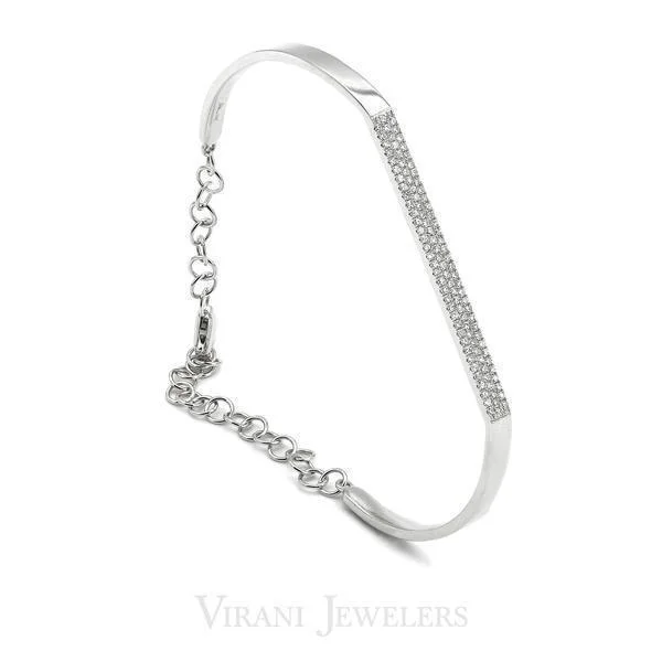 women’s handcrafted bracelet-Minimalist 0.3CT Round Brilliant Diamond Bangle Set in 14K White Gold W/ Lobster Clasp