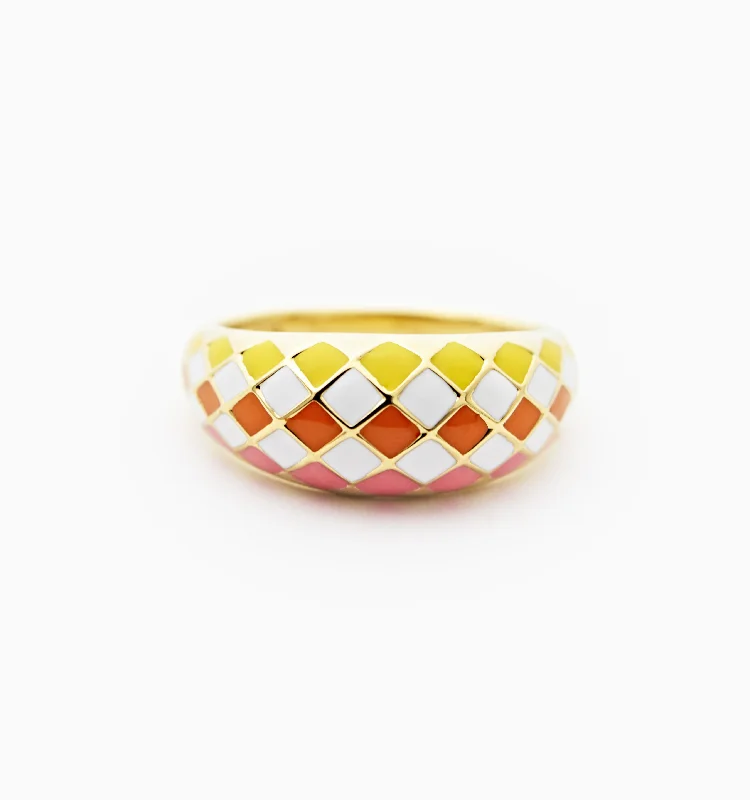 women’s twisted band ring-Sunset Checker Ring